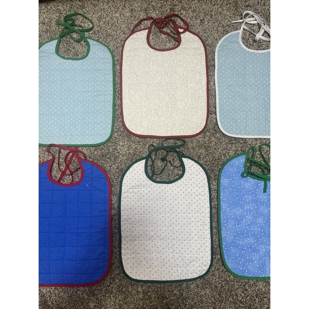 Lot Of 6 Quilted Handmade Christmas Baby Bib  Large Size 12